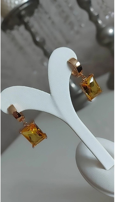 Vip Sarı Taşlı Küpe