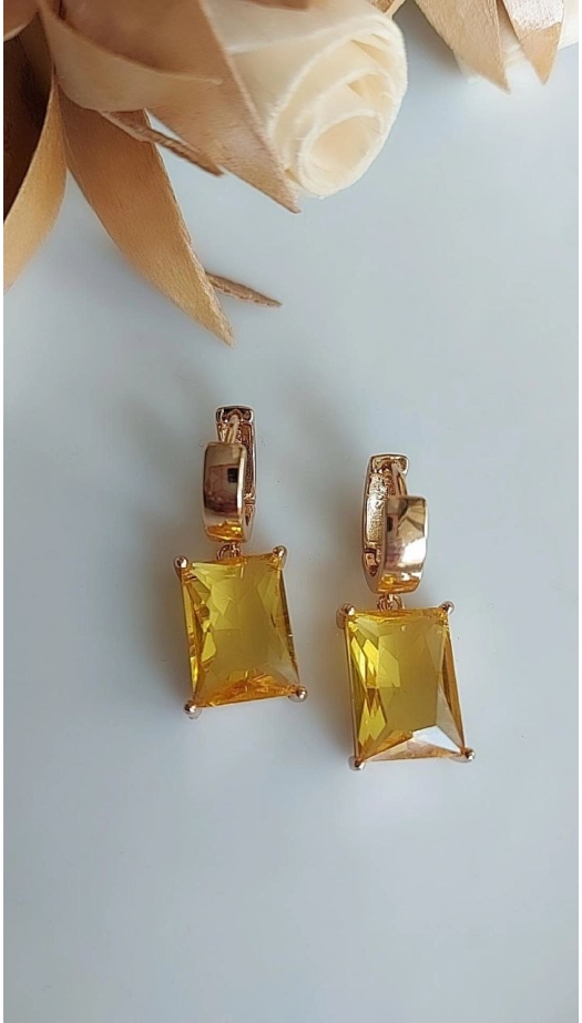 Vip Sarı Taşlı Küpe