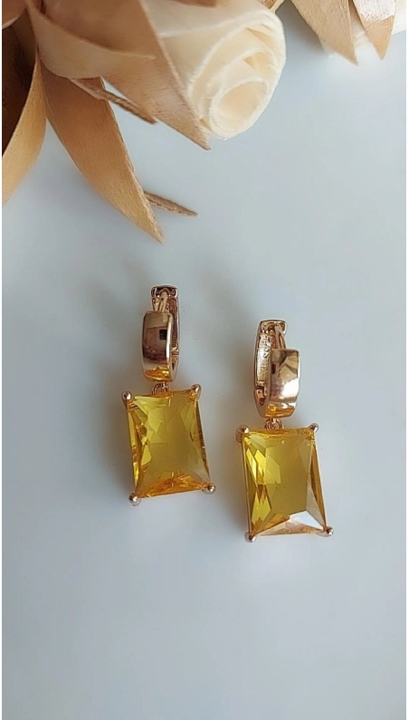 Vip Sarı Taşlı Küpe