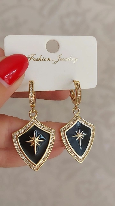 Bella Siyah Yıldız Küpe 2