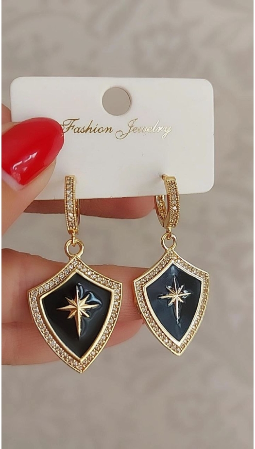 Bella Siyah Yıldız Küpe