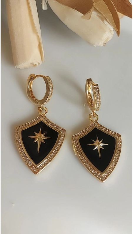 Bella Siyah Yıldız Küpe