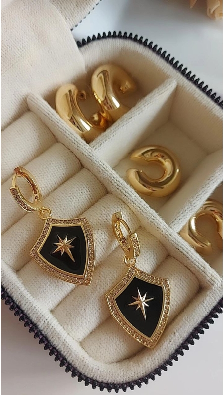 Bella Siyah Yıldız Küpe