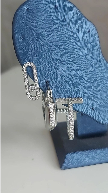 Üçlü Beşgen Silver Küpe