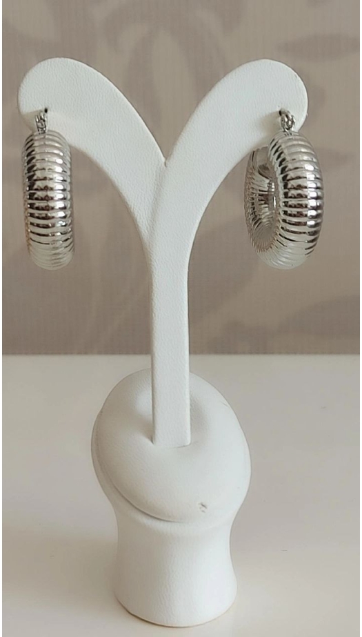 Bella Tırtıklı Bombeli Silver Küpe