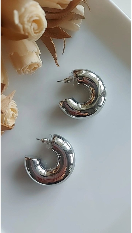 Bella Silver Bombeli Büyük Küpe