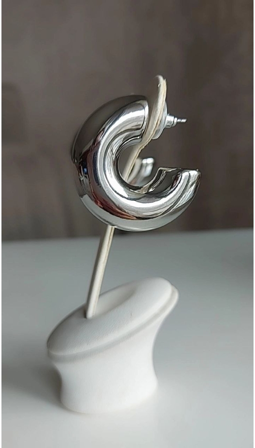 Bella Silver Bombeli Büyük Küpe