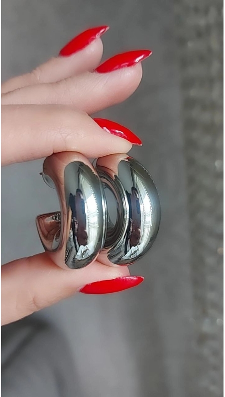 Bella Silver Bombeli Büyük Küpe