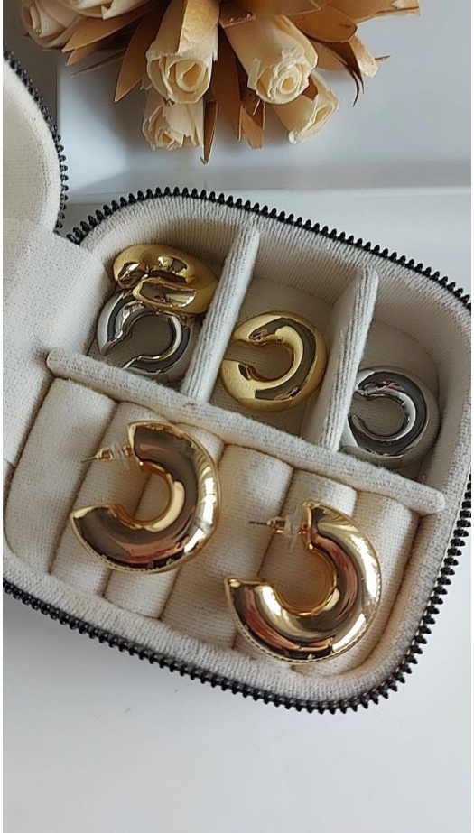 Bella Gold Bombeli Büyük Küpe