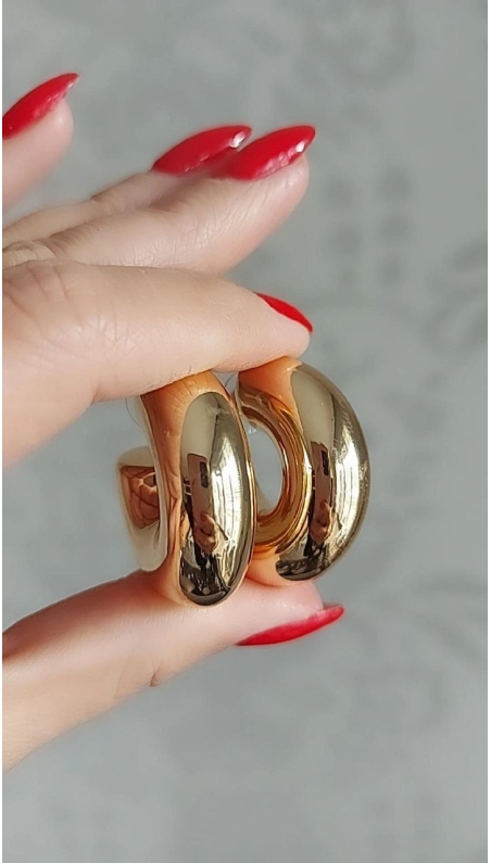 Bella Gold Bombeli Büyük Küpe