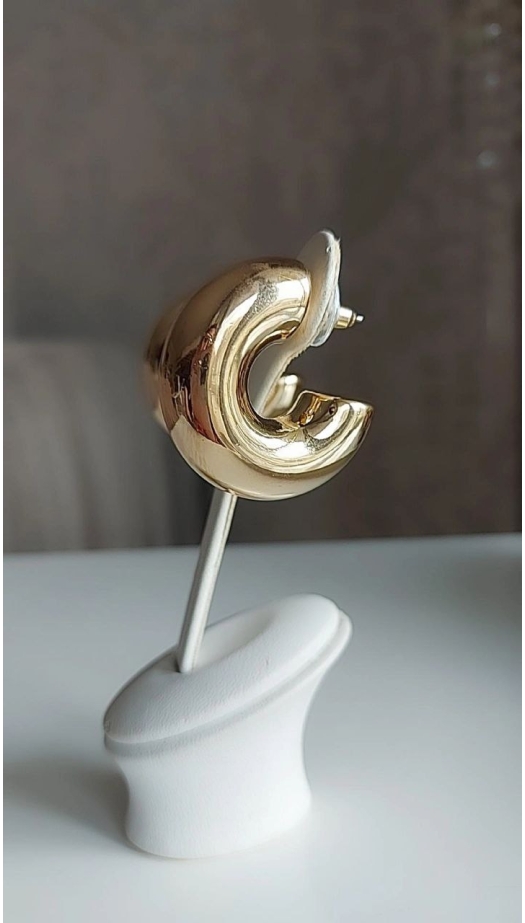 Bella Gold Bombeli Büyük Küpe