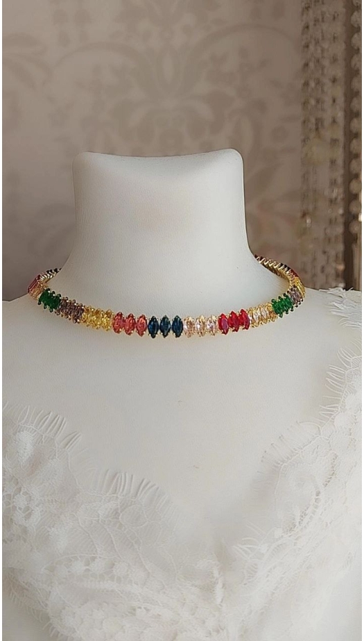 Sera Renkli Taşlı Cooker Kolye