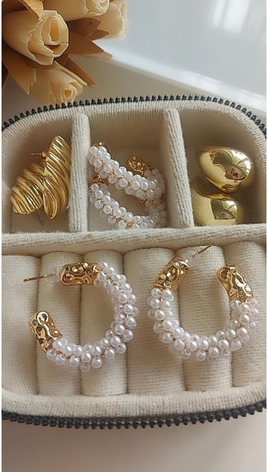 Bella İncili Halka Küpe