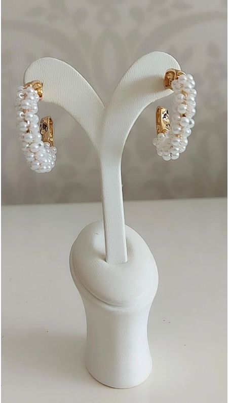 Bella İncili Halka Küpe