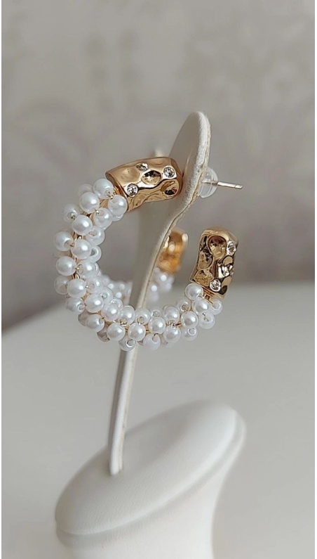 Bella İncili Halka Küpe