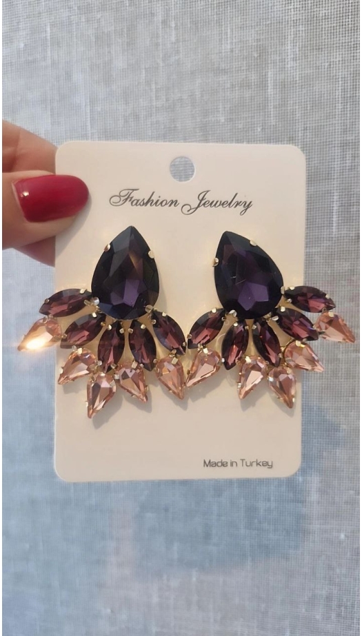 Taşlı Purple Küpe