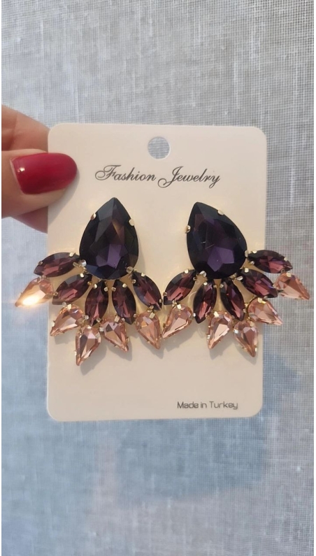 Taşlı Purple Küpe