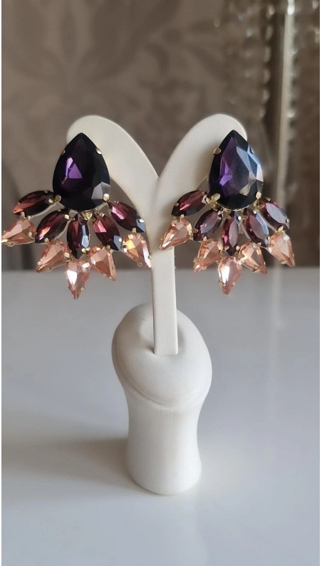 Taşlı Purple Küpe