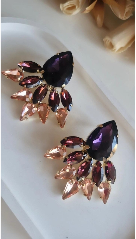 Taşlı Purple Küpe