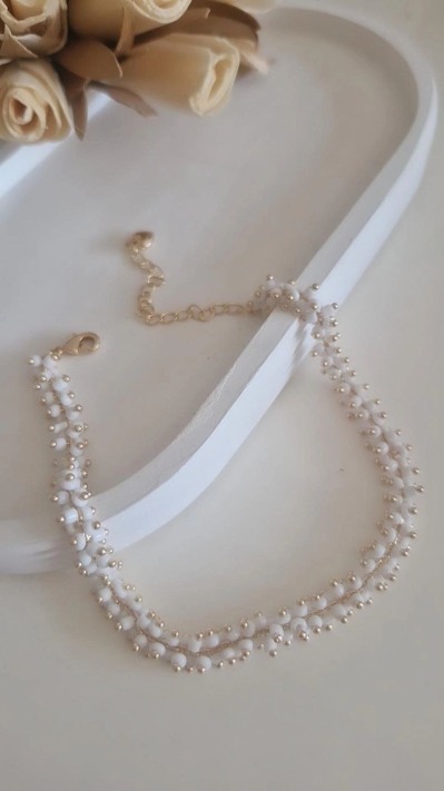 Beyaz Boncuklu Halhal 2