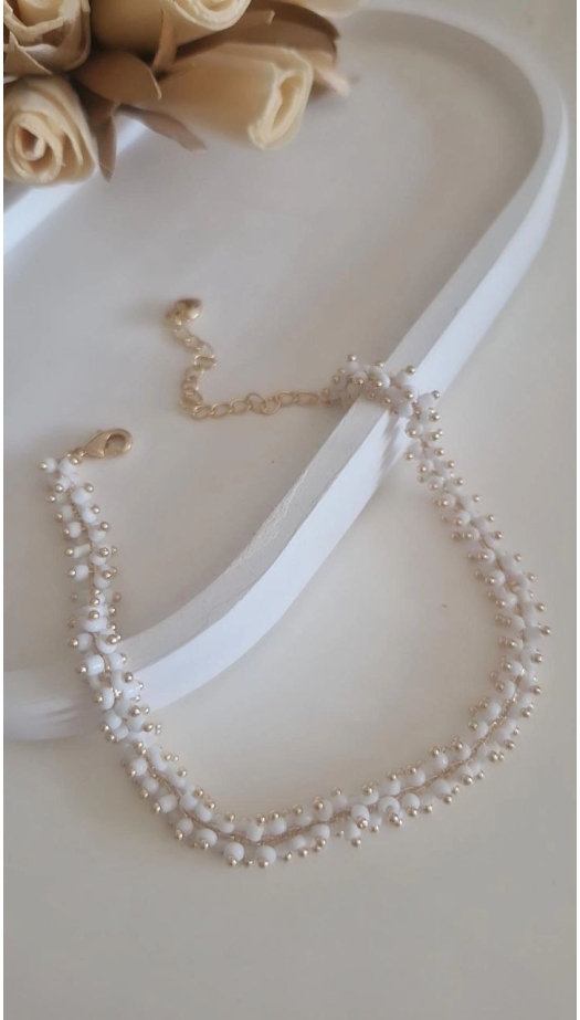 Beyaz Boncuklu Halhal