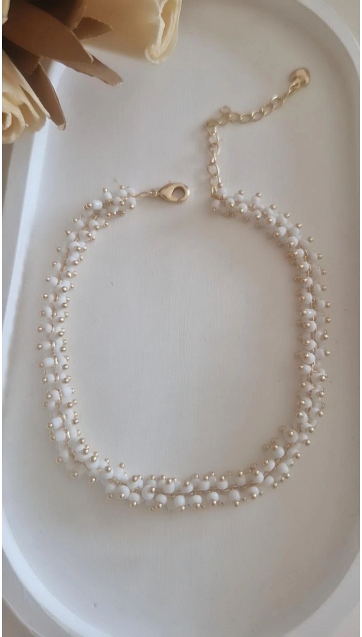 Beyaz Boncuklu Halhal