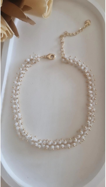 Beyaz Boncuklu Halhal