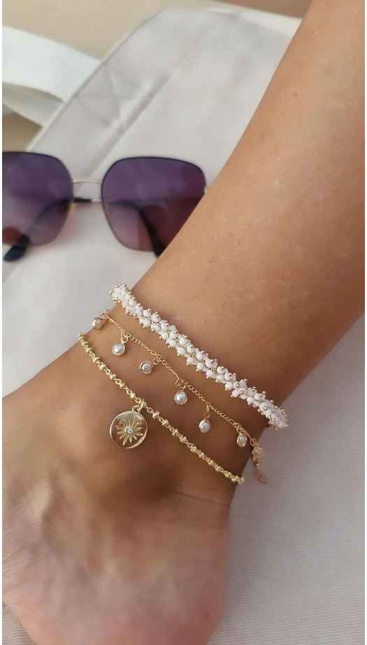 Beyaz Boncuklu Halhal