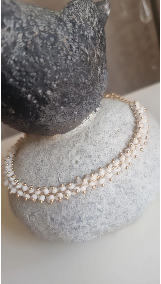 Beyaz Boncuklu Halhal