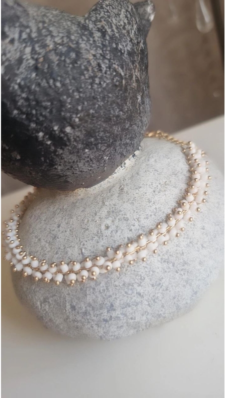 Beyaz Boncuklu Halhal