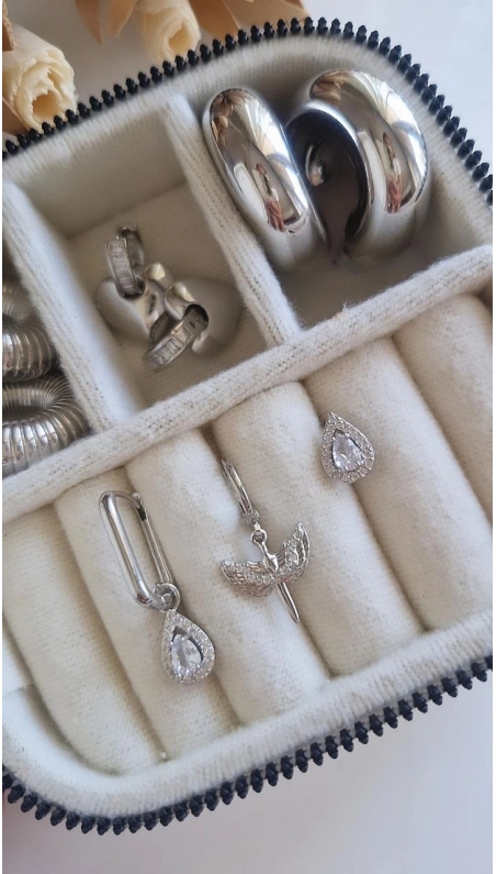 Üçlü Silver Set Küpe