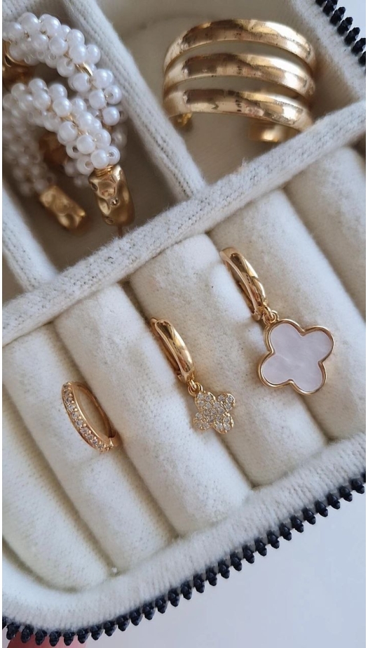 Sedefli Yonca Set Küpe