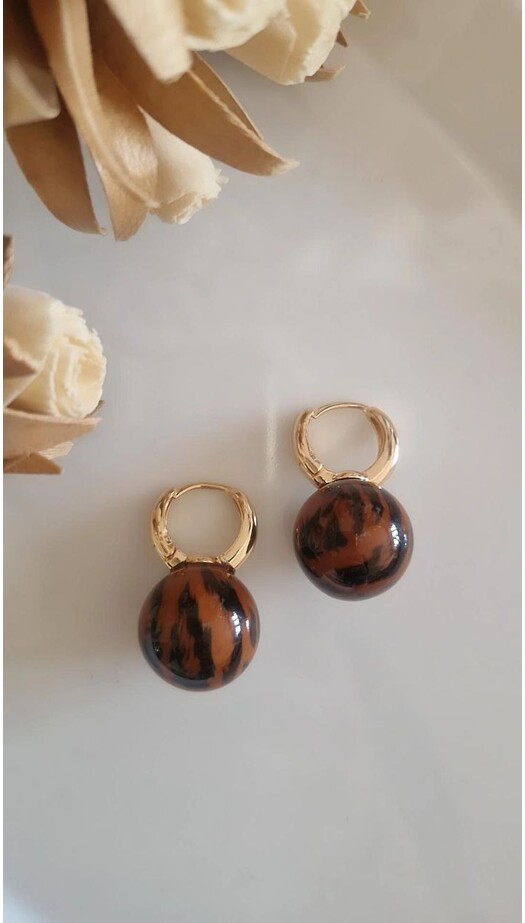 Leopar Desenli Top Küpe