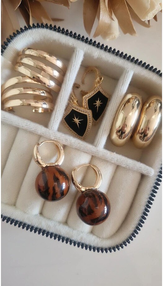 Leopar Desenli Top Küpe