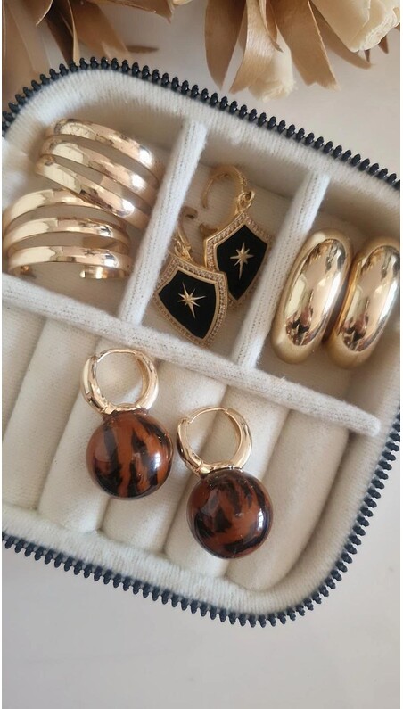 Leopar Desenli Top Küpe