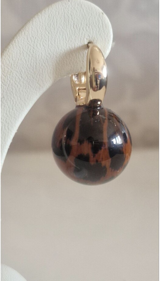 Leopar Desenli Top Küpe