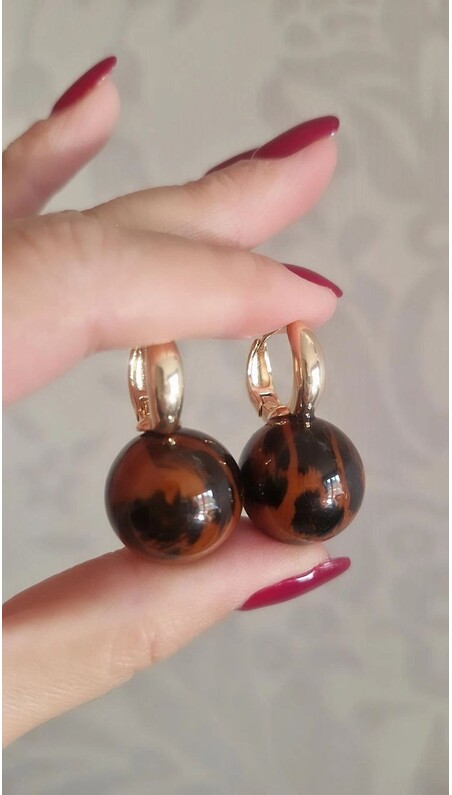 Leopar Desenli Top Küpe