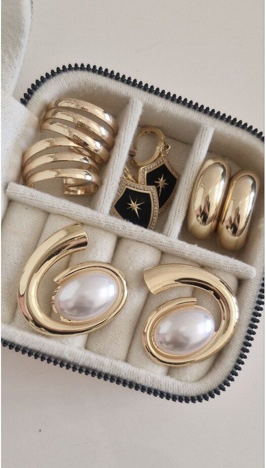 Golden Wave İnci Küpe