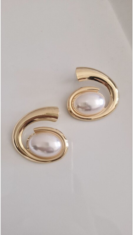 Golden Wave İnci Küpe