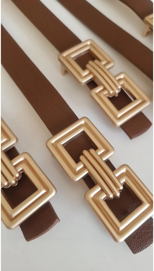 Taba Rengi Gold Metallı Kemer