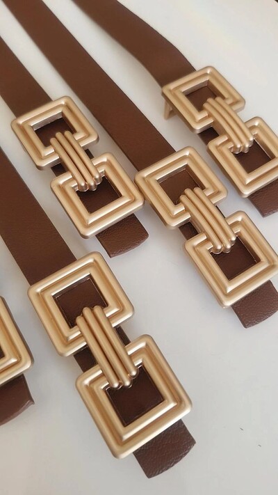 Taba Rengi Gold Metallı Kemer 2