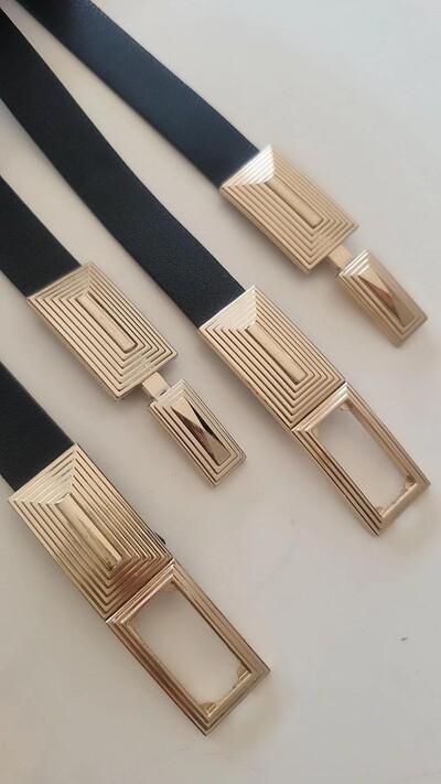 Siyah Deri Gold Tokalı Kemer 2