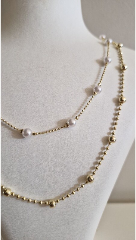 Çift Zincir İnci Kolye