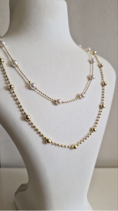 Çift Zincir İnci Kolye 2