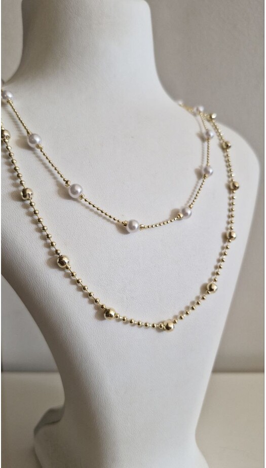 Çift Zincir İnci Kolye