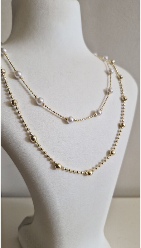 Çift Zincir İnci Kolye