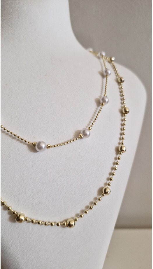 Çift Zincir İnci Kolye