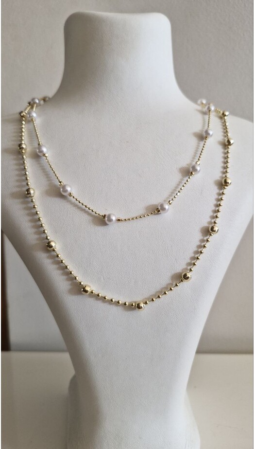 Çift Zincir İnci Kolye