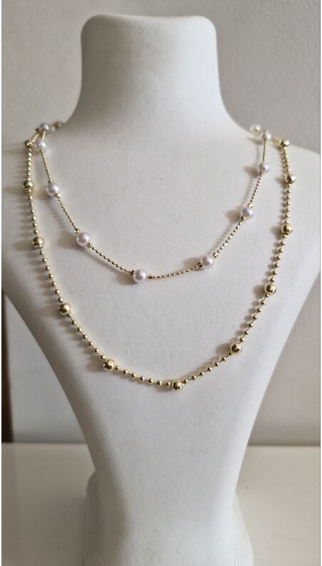 Çift Zincir İnci Kolye