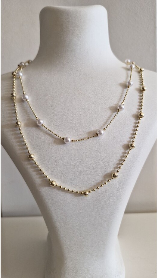 Çift Zincir İnci Kolye